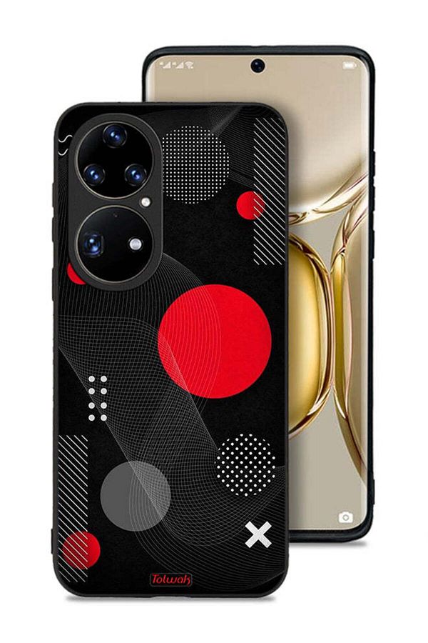 Tolwak-Huawei P50 Pro Protective Case Cover Round And Cross Shape Pattern 1