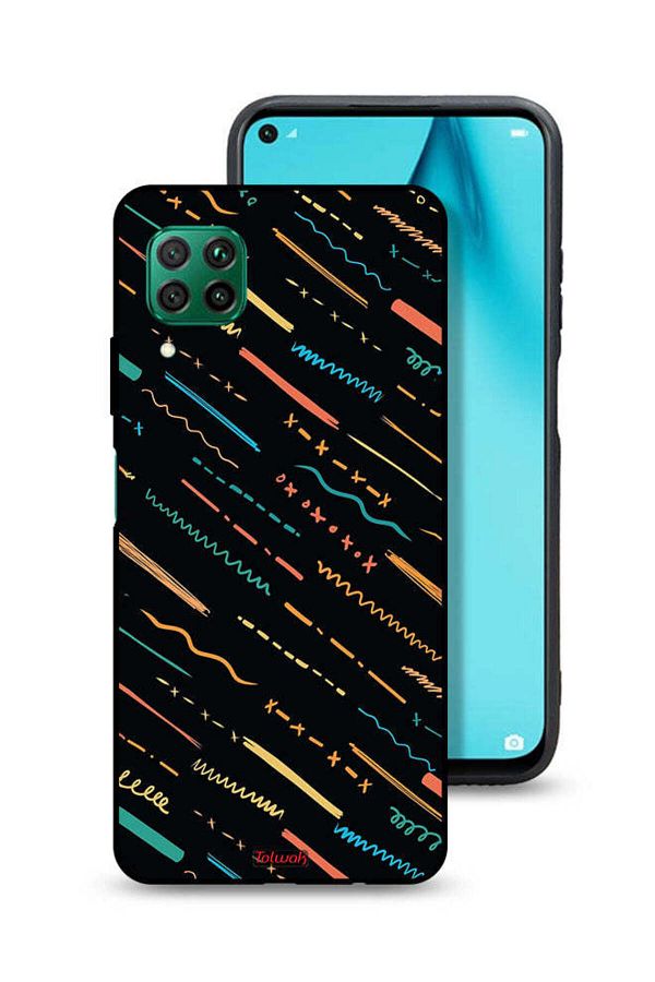 Tolwak-Huawei P40 lite 4G Protective Case Cover X Lines Abstract Pattern 1
