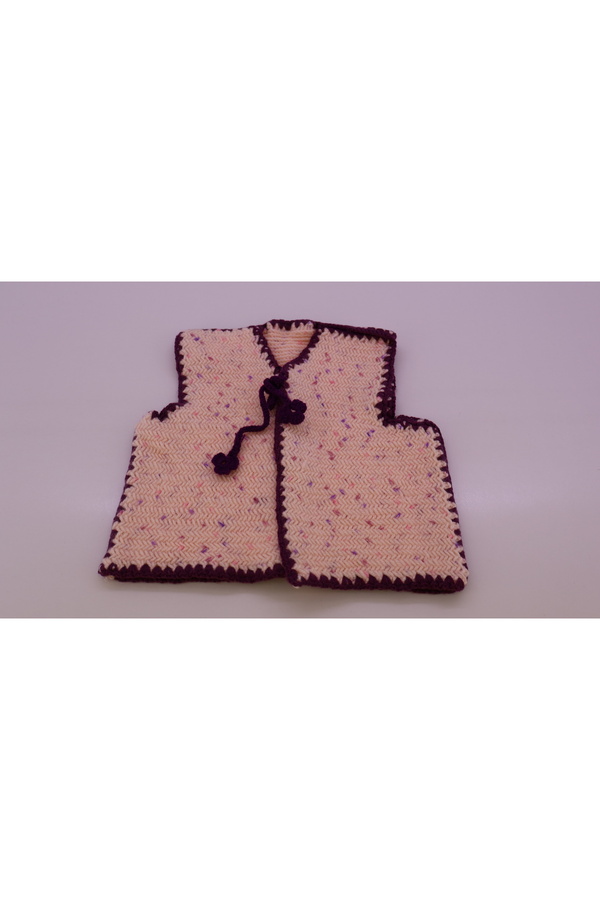 Mersin Alzheimer Derneği Kenarları Mor İşleme Detaylı pembe Renk Bebek Yelek 3-6 ay Boy:29 en:28