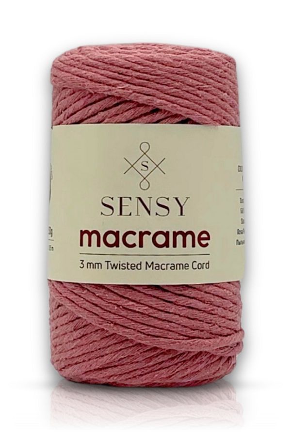 SENSY-Macrame Twine 3mm Macrame Cotton Twine Macrame Twine Dusty Rose 1