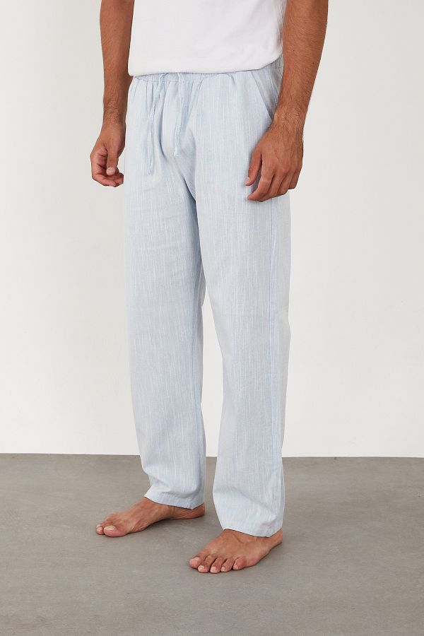 FRANKNESS JNS-Men's Linen Trousers Elastic Waist Baggy Relaxed Fit 1