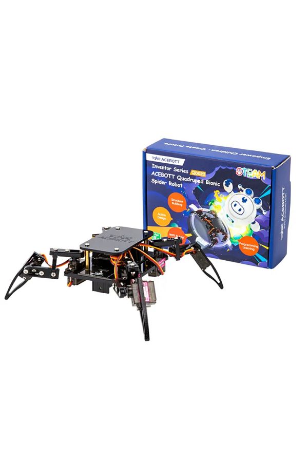 THD-Educational kit bionic spider, ACEBOTT QD020, project for Arduino ESP32, ACEBOTT ESP8266, conex 1