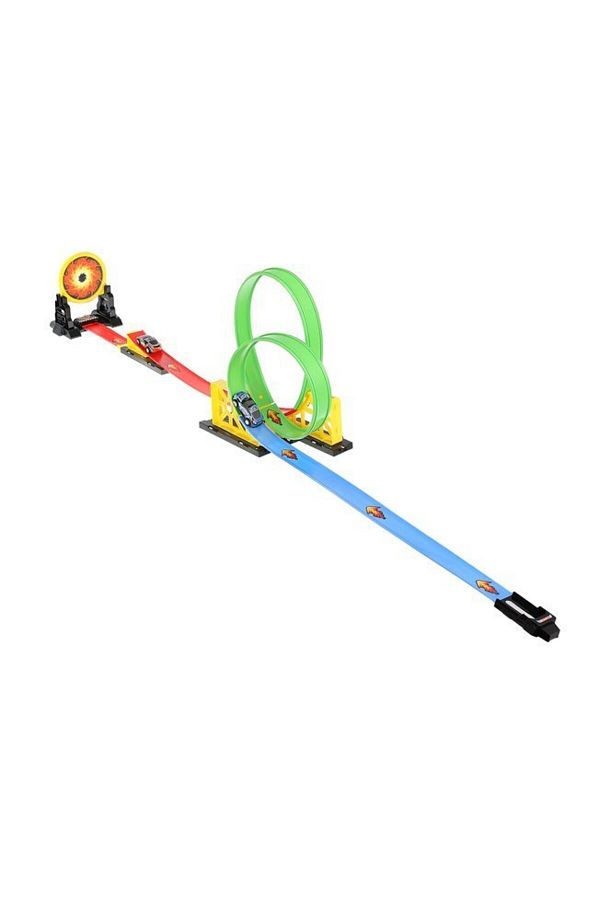 Iso-Circuit with launcher and toy car, track with x 2 loops and 2 cars, track length 165 cm 1