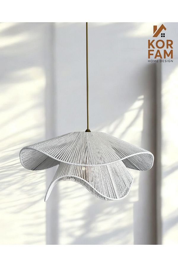 KorFam-Breeze Model - Wicker Handmade Bohemian Asymmetric Shape Rustic Chandelier White 1