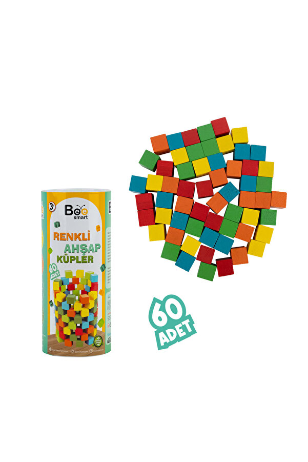 Bee Smart Renkli Ahşap Küpler Çocuk için Oyun Montessori