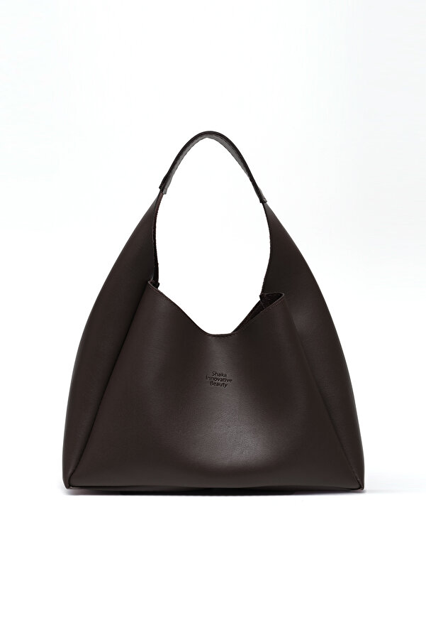 Shaka Kahve Rengi SHK19 Suni Deri, Çıtçıtlı, Tek Bölmeli, Fermuarlı Makyaj Çantalı, El, Kol ve Omuz Çantas