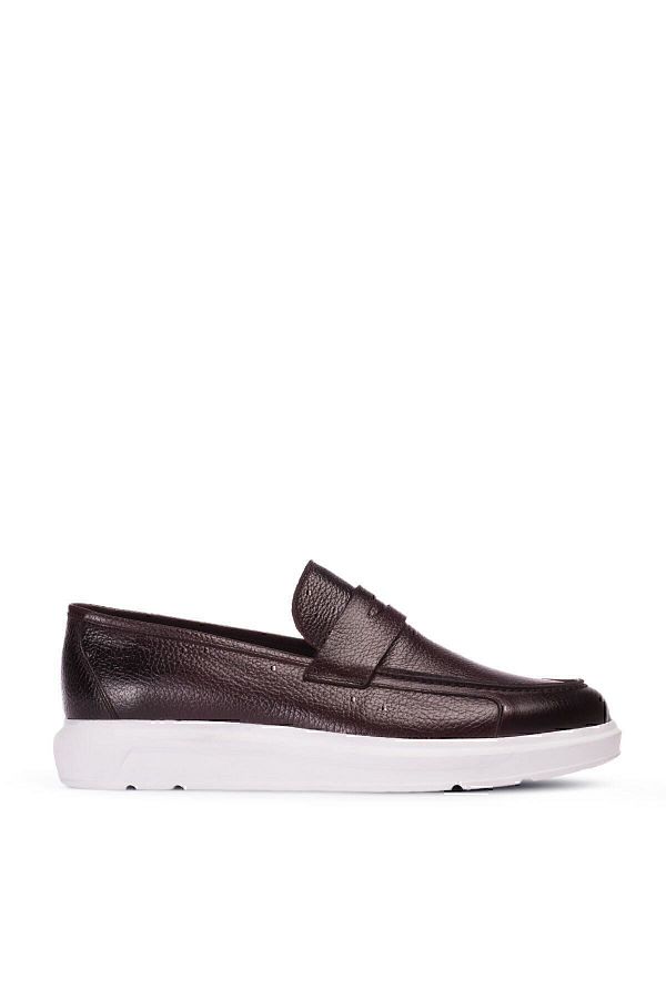 Deery-Men's Burgundy Genuine Leather Loafer Shoes 1