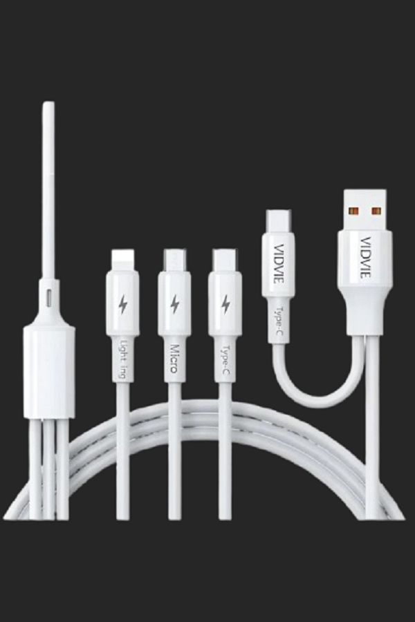 Vidvie-3-in-1 Multi Charging Cable (2M) – USB to Lightning, Type-C & Micro USB Connectors 1
