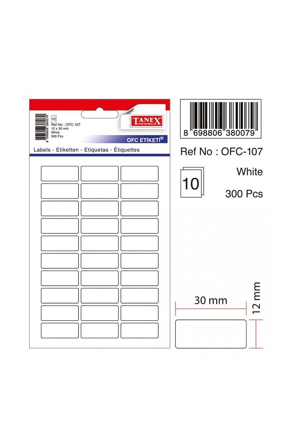 Tanex-Ofc-107 Λευκές Ετικέτες Γραφείου 300 Πακέτο 1
