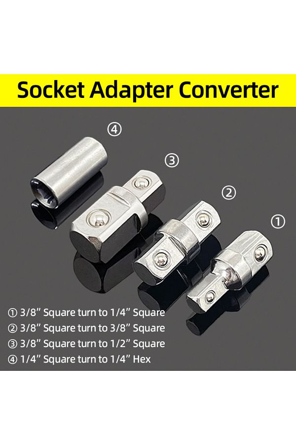 Choice-A-b-c-e 4pcs Socket Adapter Converter Reducer Set 3/8 To 1/2 3/8 1/4 1/2 To 1/2 Impact Drive Ratchet 1
