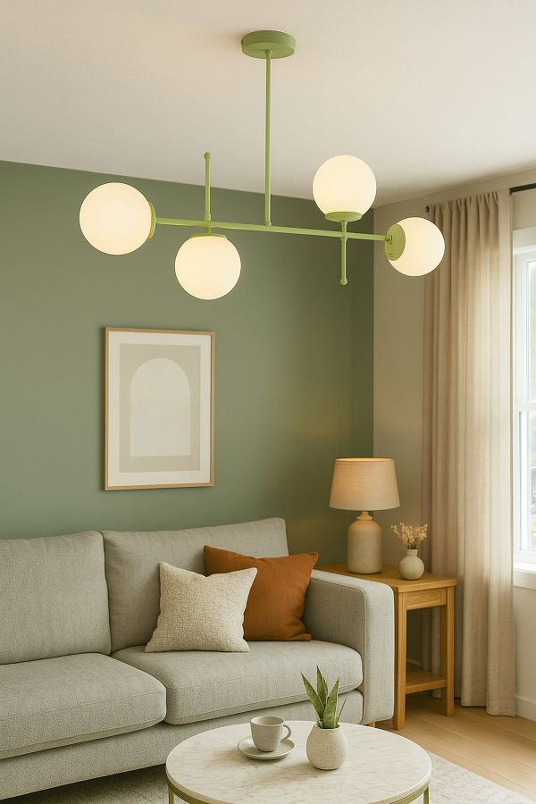 Modavize-Feris Modern Design Living Room Kitchen Bedroom Green Color White Glass 4-Piece Chandelier 1