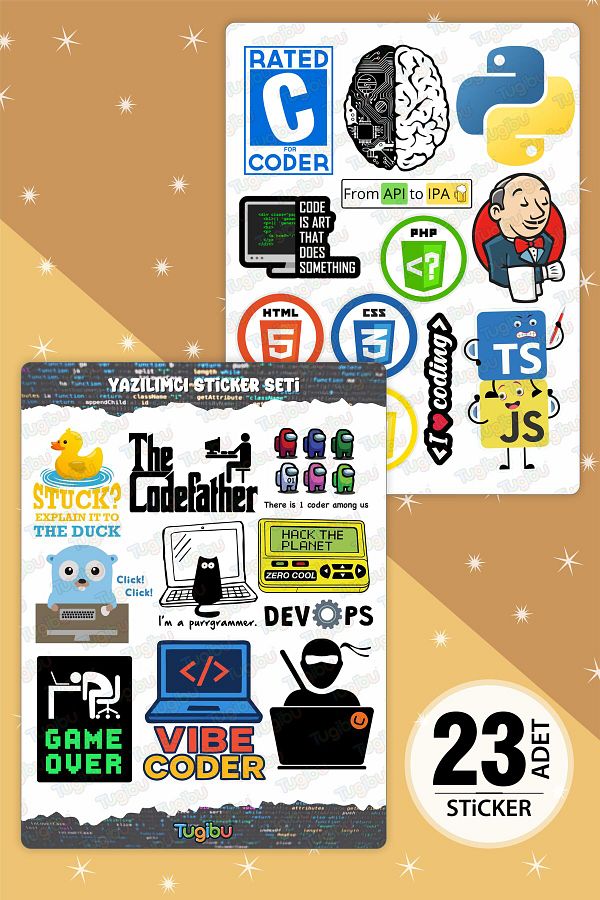 TUGİBU-Software Sticker Set, Coding Themed Sticker, 23 Pieces of Coder Stickers, Software Developer Sticker Set 1