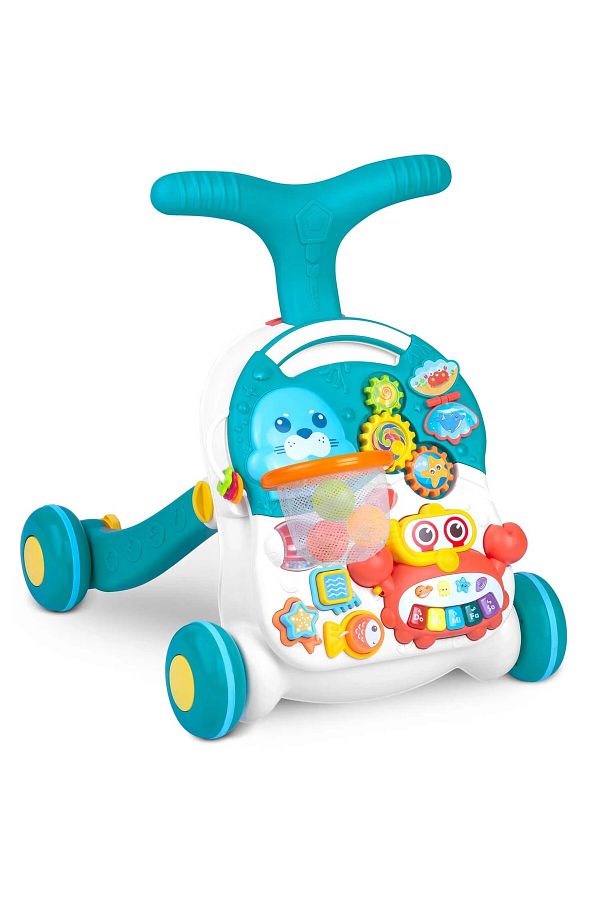 ideal STORE-Multifunctional walker with activity table and adjustable height, blue 1