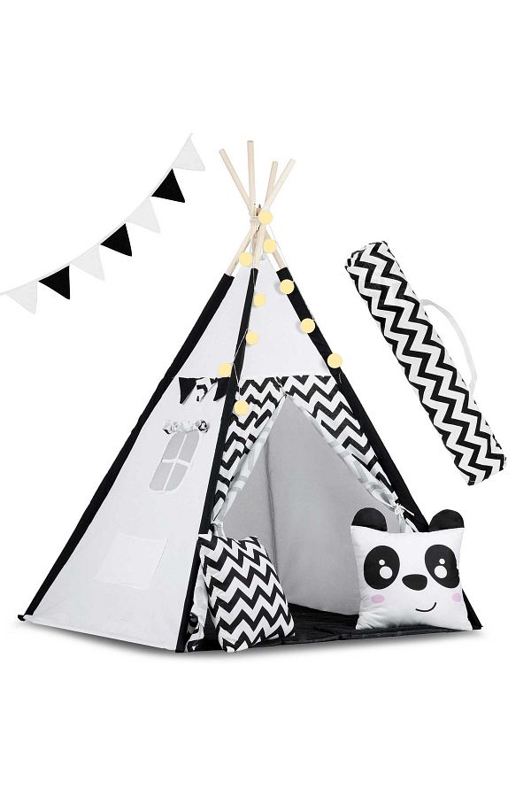 ideal STORE-idealStore TIPI Play Tent with Lights, Tipi model, Natural Cotton, with Cushions, Insulating Mat, Str 1