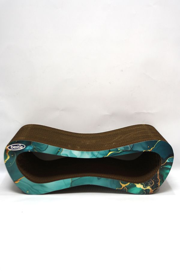 Bestie-Cat Scratching Sofa Cardboard Cat Scratching Horizontal Scratching- Medium (51X24X17 cm)- 3D Emerald Pattern 1