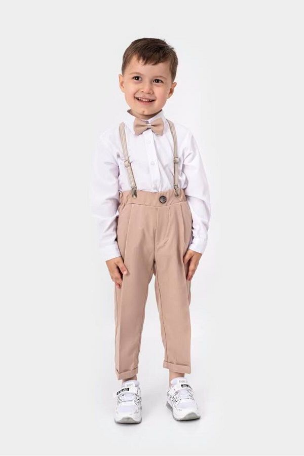 Aymini kids-Boy's Suspender Suit Mink 1
