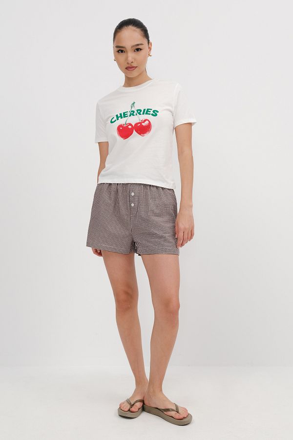 Addax-Gingham Patterned Shorts Ş17389 1