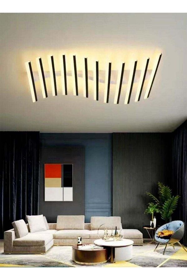 Raffine-Modern Design Creative Curve-Shaped Strips LED Chandeliers Ceiling Light Fixture Ceiling Lamp for Di 1