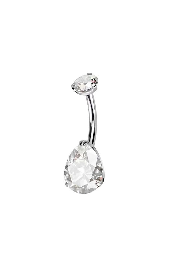 Janset-F136 Titanium Drop Model Navel Piercing - Titanium Navel Piercing - Zircon Stone Navel Piercing 1