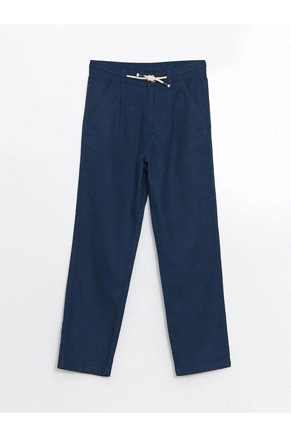LC Waikiki-Lcw Kids Indigo Elastic Waist Linen Blend Boy's Pants 1