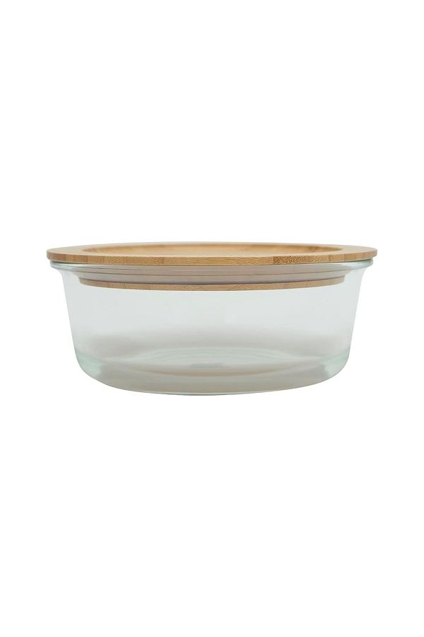 Porland-Round Storage Container 1300Cc Single Bamboo Lid 1