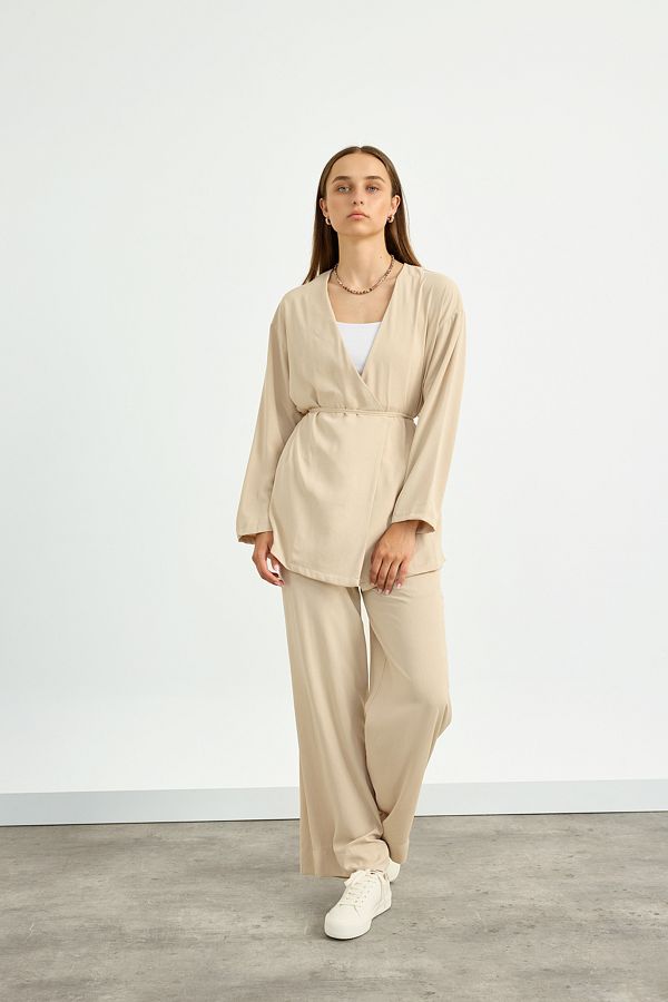 Birgül Bektaş-Beige Kimono Set 1