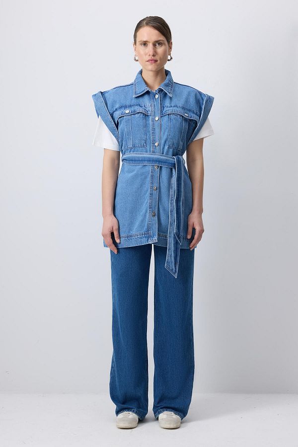 Touché Privé-VESTĂ DE DENIM CU DETALII BURUȚI PE CAMPĂ 1