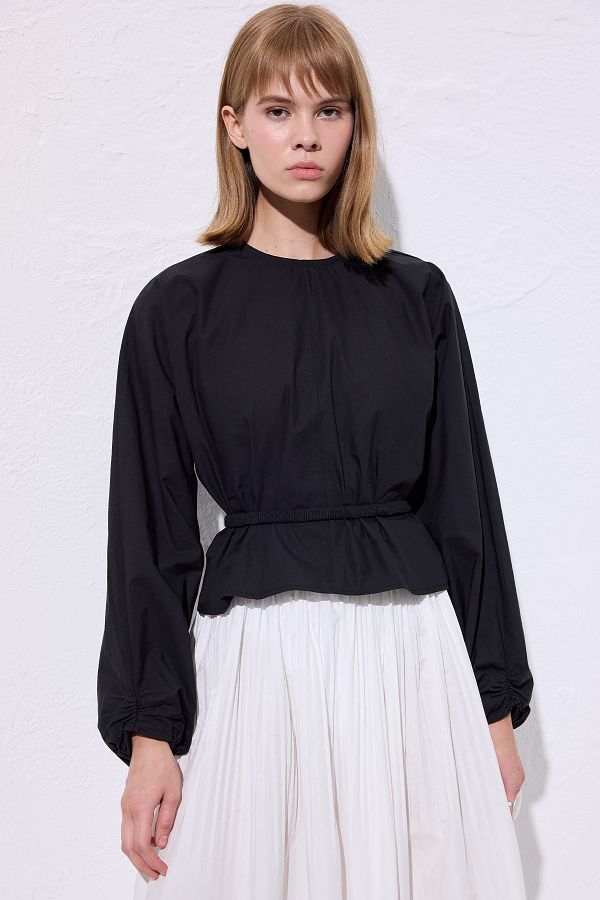 Manuka-Short Bluz Black with Binding Details 1
