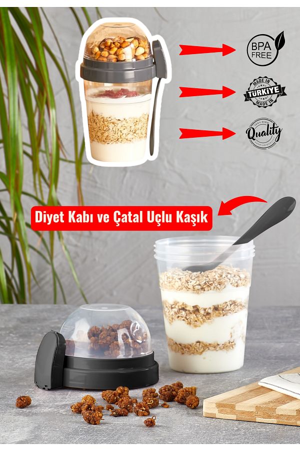 MUF HOME-Diet Container with Bowl, Spoon and Fork - Yogurt Container - Practical Salad Container Practical Snack Container 1