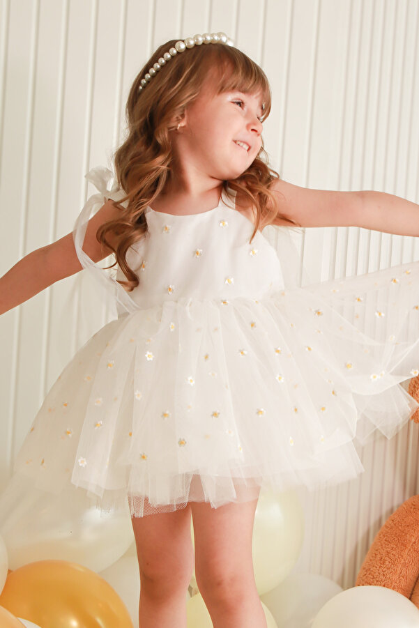 Baby Animals Kız Bebek Elbise Kız Çocuk Elbise Doğum Günü Parti Düğün Elbise Askılı Astarlı Papatya Elbise