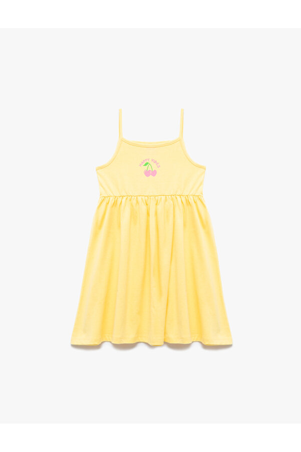 Koton Askılı Pamuklu Baskılı Diz Üstü Elbise