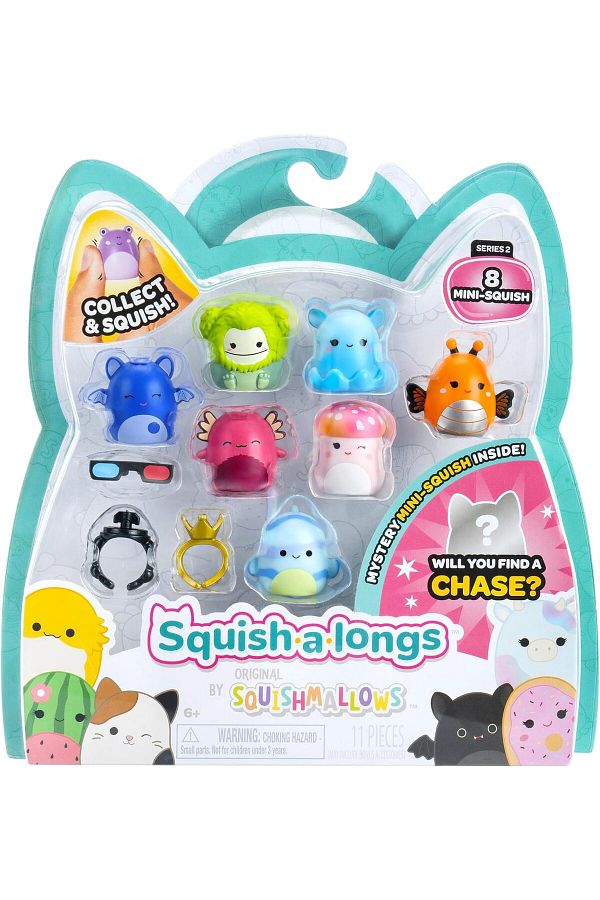 Squish-a-longs-Mini Squishy Fidget Toys for Kids | Soft Kawaii Squishies + 2 Accessories, Ring & Collector Guide 1
