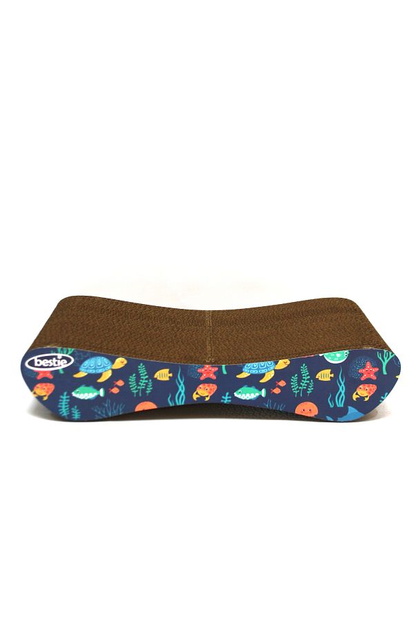 Bestie-Cat Scratching Sofa Cardboard Cat Scratching Horizontal Scratching - Small (43X24X8,5 cm) - Fish Pattern 1