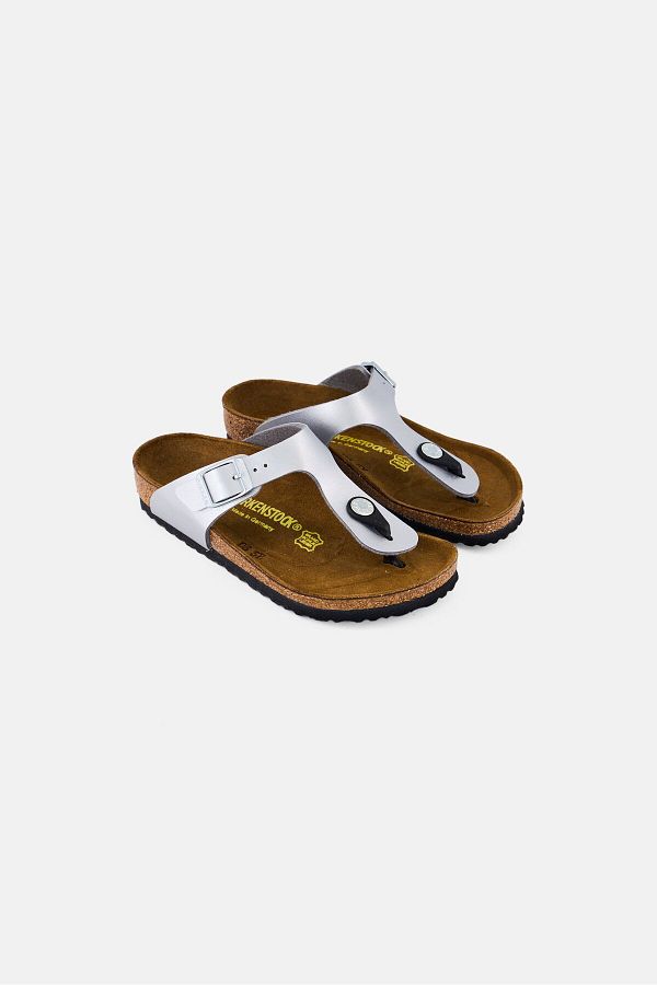 Birkenstock-Kids Girl Slip On Cork Sandals, Silver 1