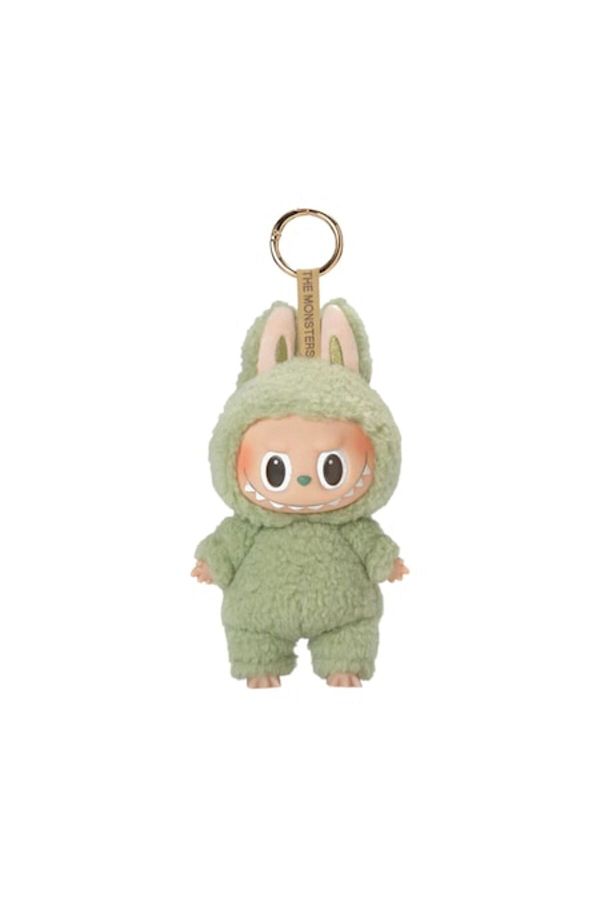 victiny-Labubu Monsters Macaron Plush Toy with Keychain, 15 cm, Green 1