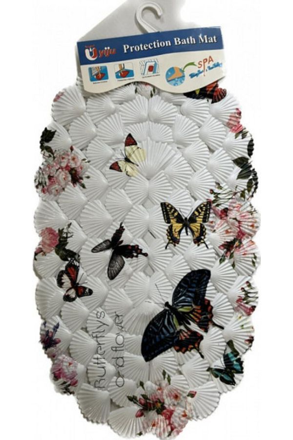 Blusmart-Bath mat, shell pattern, Butterflys 67 x 37 cm 1