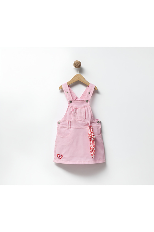 Overdo Nakış Detaylı Kız Bebek Salopet Elbise