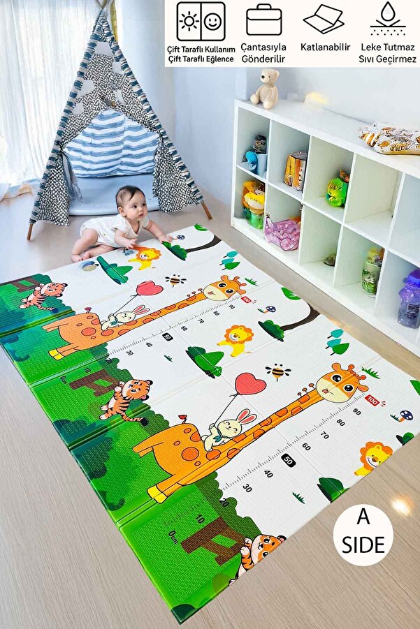 Decomia Home Çift Taraflı Katlanabilir Eğitici & Eğlenceli Çocuk Oyun Halısı Bebek Oyun Matı ( 150x200 cm )
