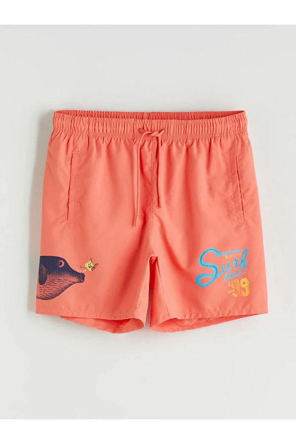 LC Waikiki-Mercan Short Size Spongebob Printed Men's Swim Shorts 1