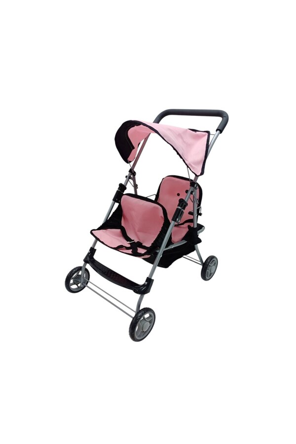 BYCEGU 99840 PEMBE RENK 4 TEKERLEKLİ OYUNCAK KATLANABİLİR GÖLGELİKLİ PUSET OYUNCAK BEBEK ARABASI METAL