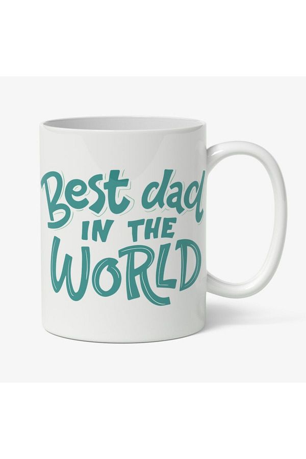 INOVATIX-Cana alba personalizata, Best dad in the world,, Albastru, Alb, INOVATIX®. 330ml 1