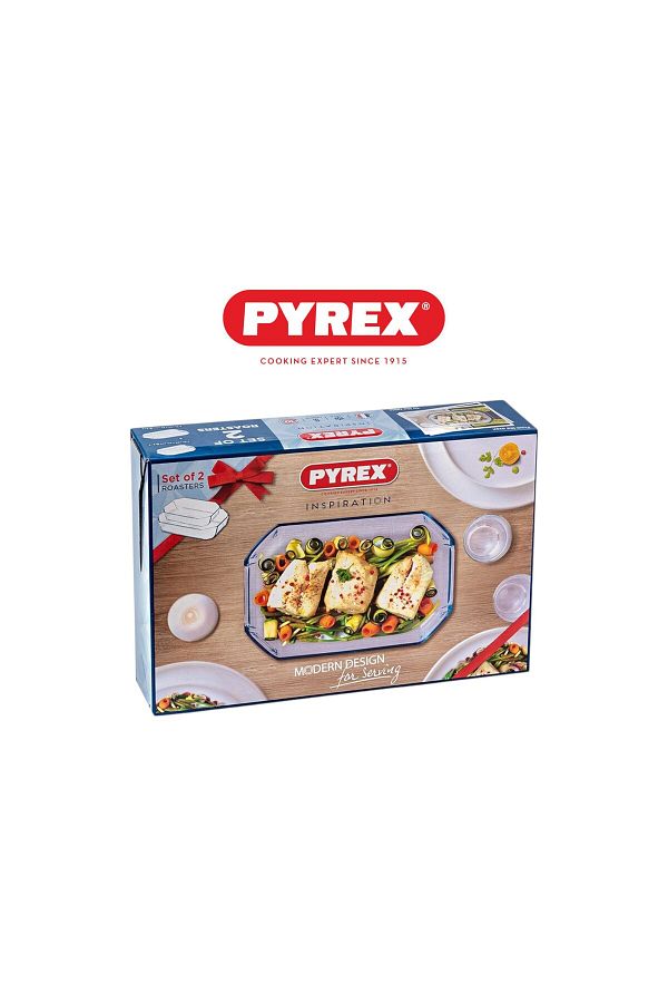 Pyrex-Inspiration Rectangular Roasters Set of 2 – 2.5L & 3.2L Borosilicate Glass 1