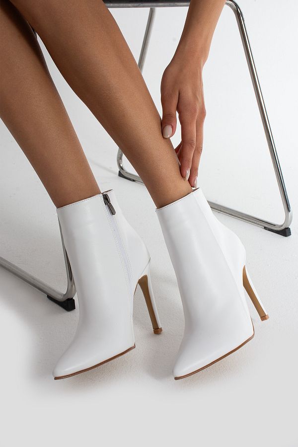 golden heel-10.5 cm White Pointed Toe Women's Heeled Boots 1