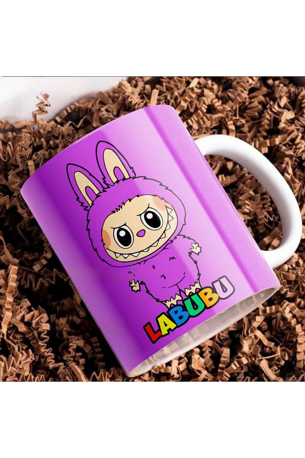 ADORAGE-Labubu Cheeky Smile Mug – 330 ml | Cute Cartoon Labubu in Fuzzy Costume with Playful Design 1