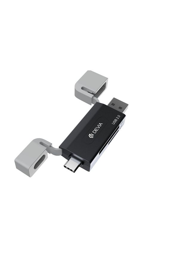 Devia-Usb 2.0 Microsd and Sd Memory Card Reader with Usb-c and Usb Connection 1