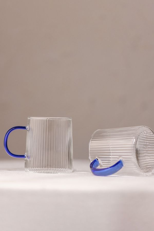 Rakle-Borosilicate 2-piece cup set with blue handles 320 cc 1