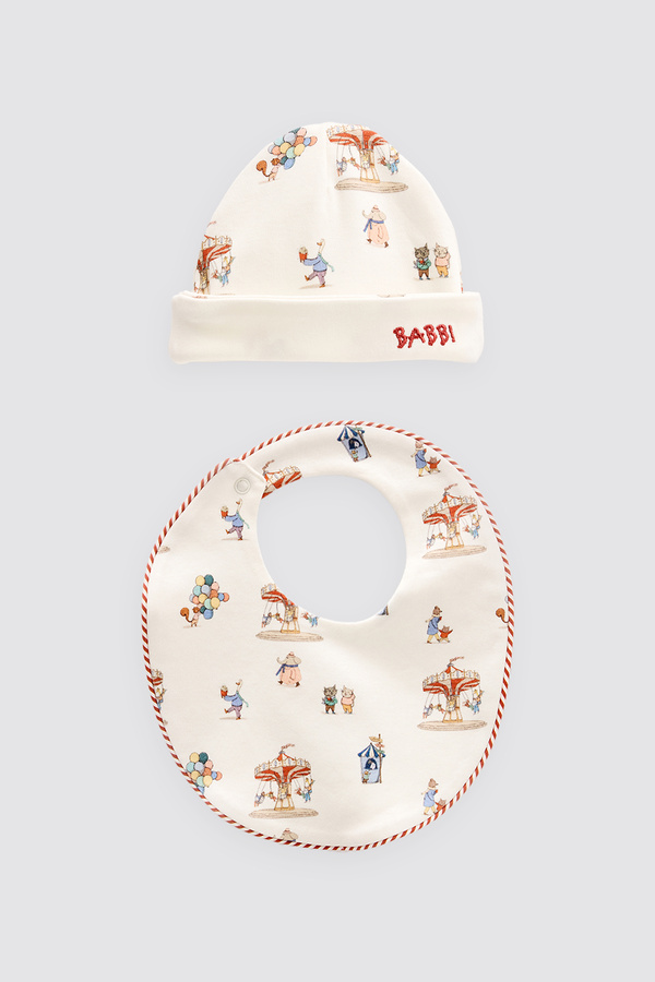 Atelier Babbi %100 Pamuk Yenidoğan Önlük & Şapka Seti - Funfair
