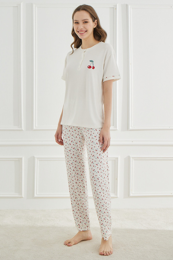 TURAY-Ethnic Patterns Ecru Short γυναικεία πιτζάμες 1
