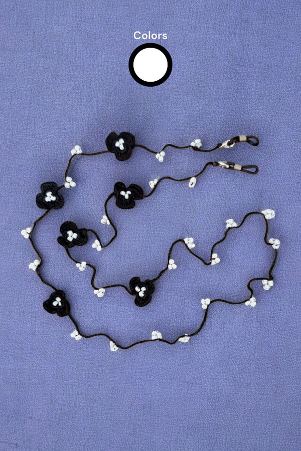 nftart.design-Beads and Embroidered Flowers - Handmade Glasses String Strap 1