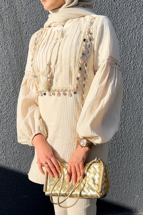 Revolution 100% Cotton Beige Suit with Seashell Detail